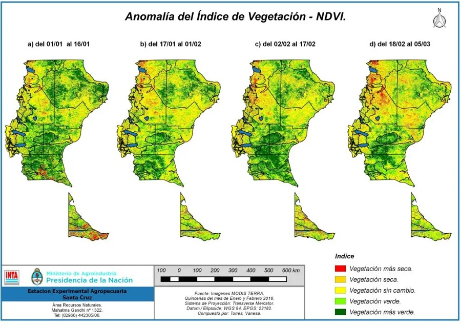 Se publicó el informe trimestral de monitoreo de la condición de la vegetación en Santa Cruz y Tierra del Fuego