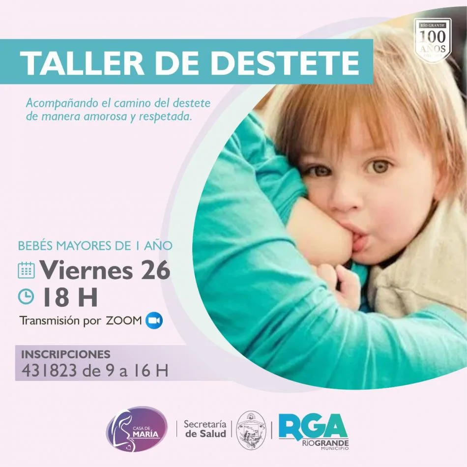 Este viernes 26 de marzo, a partir de las 18 horas, se llevará adelante el taller virtual de “Destete”: