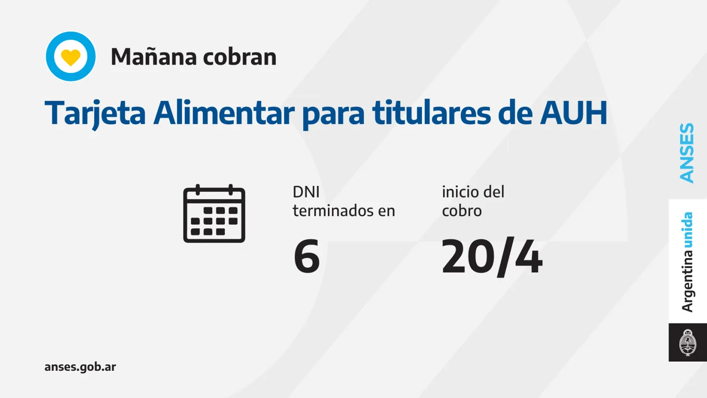 Calendario de pago del martes 20 de abril