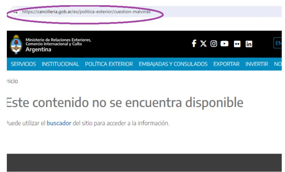 Senador Blanco exige explicaciones por eliminación de sección sobre las Islas Malvinas en la web de Cancillería
