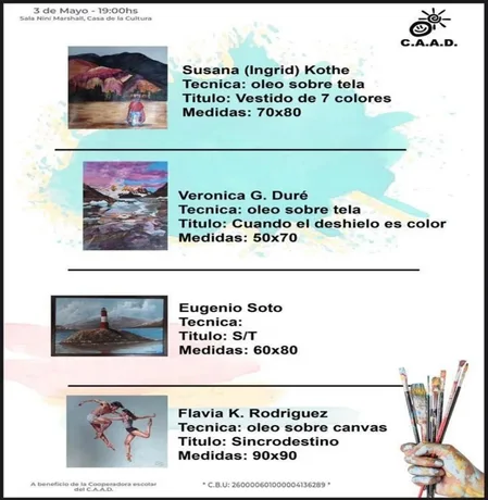 Subasta de obras artísticas a beneficio de la Cooperadora del CAAD