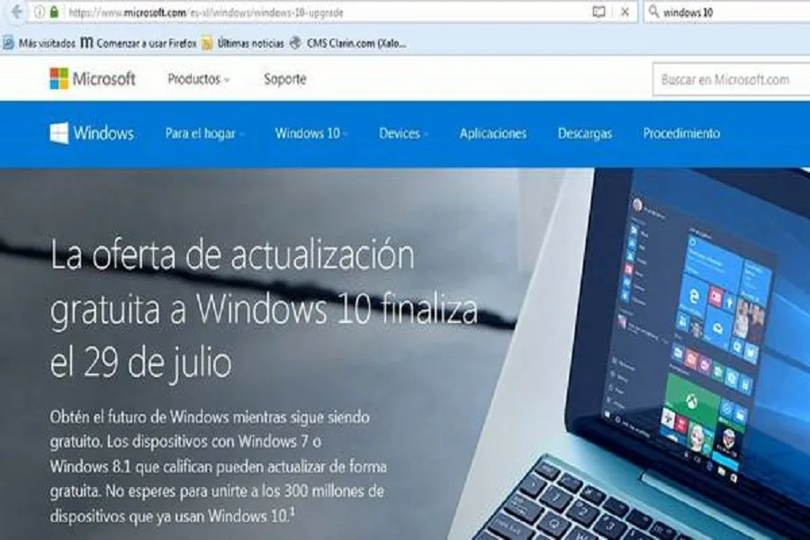 Cuenta regresiva para actualizar Windows