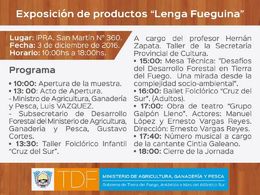 El Ministerio de Agricultura, Ganadería y Pesca invita a visitar la Exposición “Lenga Fueguina”