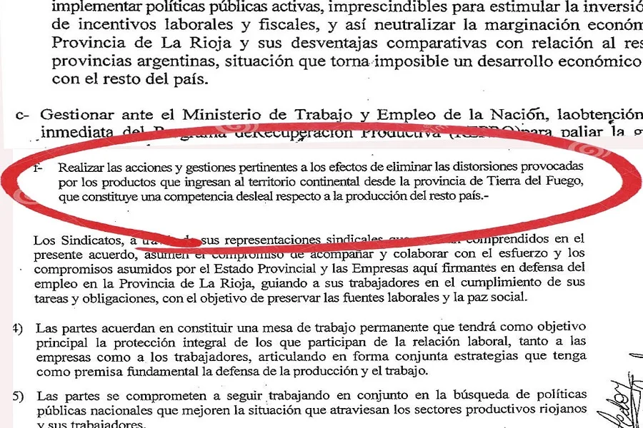 Dura arremetida riojana contra la industria fueguina