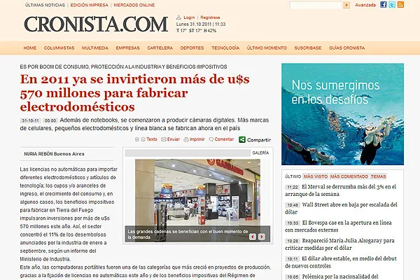 La nota hace hincapie en el desarrollo industrial de Tierra del Fuego.