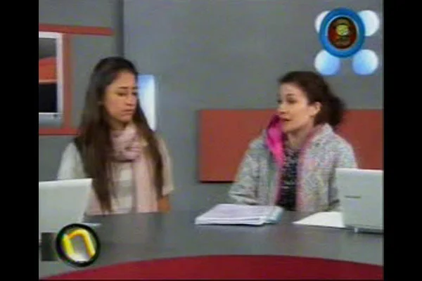 Sabrina Toledo en Canal 13, acompañada por Laura Colazo.