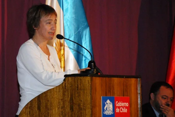 Fabiana Ríos, durante su participación en la reunión del Comité de Integración Austral.