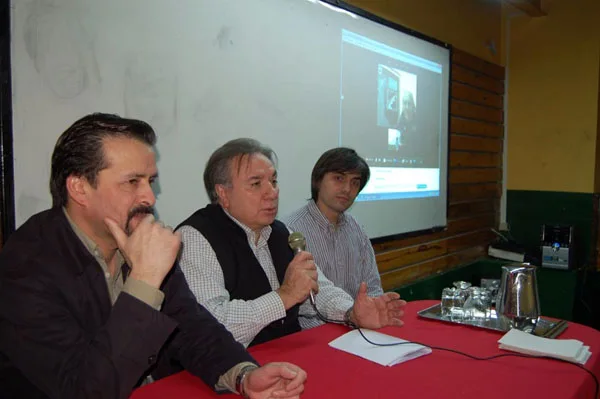 Ariel Pagella, Mario Ferreyra y paulino Rossi, durante la teleconferencia.