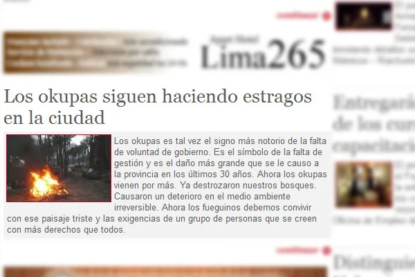 La nota publicada en el sitio web de Tiempo Fueguino.