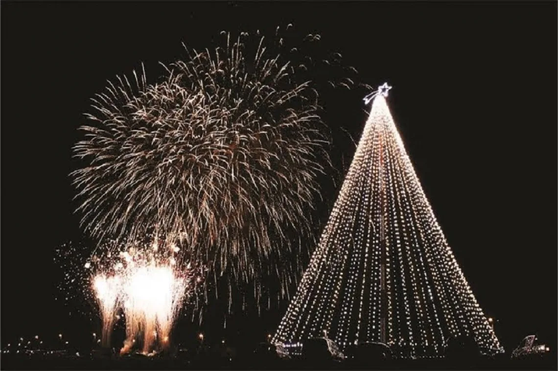 Una multitud de vecinos presentes en el tradicional encendido del árbol de navidad