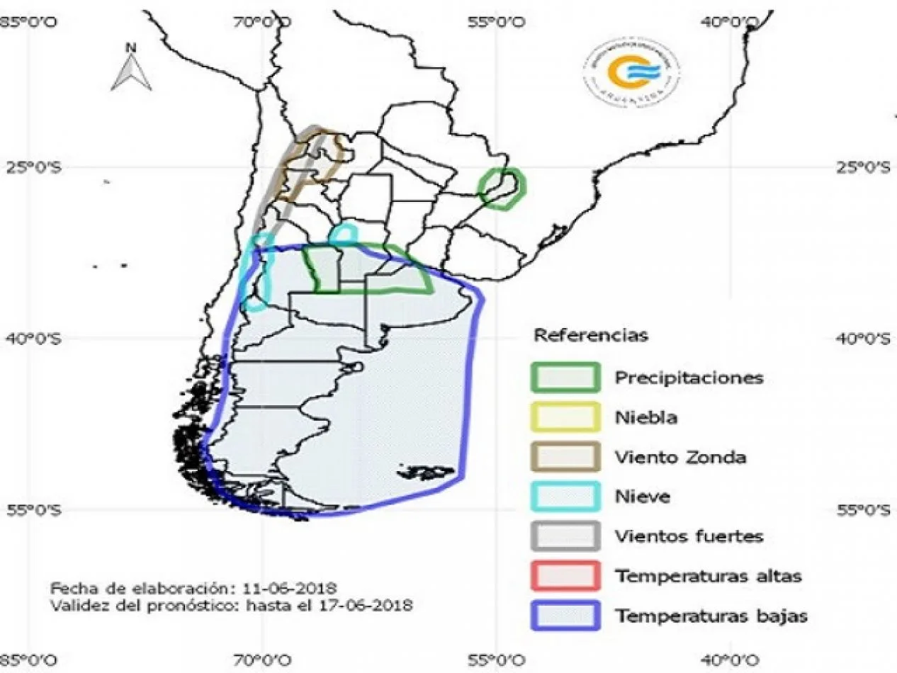 Una ola polar avanza hacia el norte.