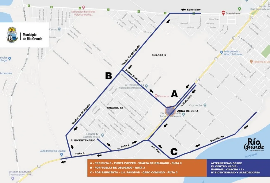 Rotonda de acceso a Chacra XIII: Establecieron alternativas de circulación