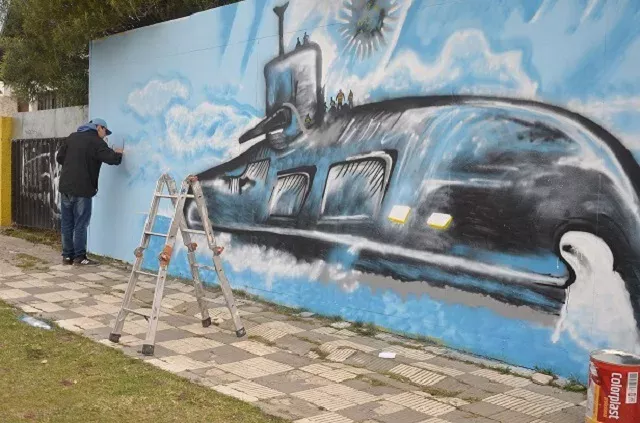 Pintaron un mural en homenaje a los tripulantes del ARA San Juan
