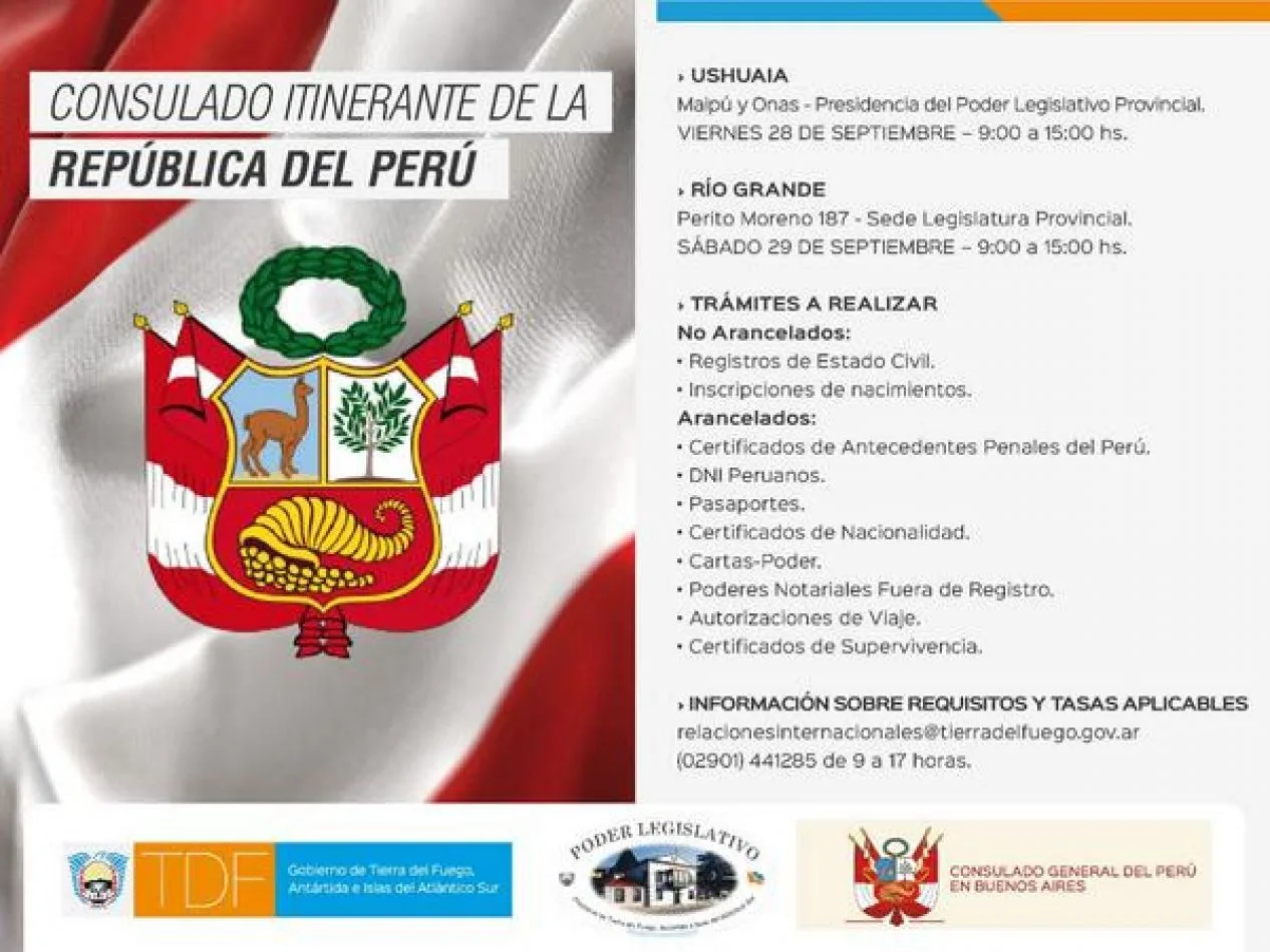 El Consulado Itinerante de Perú atenderá en nuestra provincia