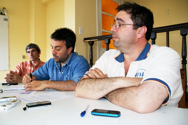 Massa, Catena y López Auil durante la conferencia de prensa.