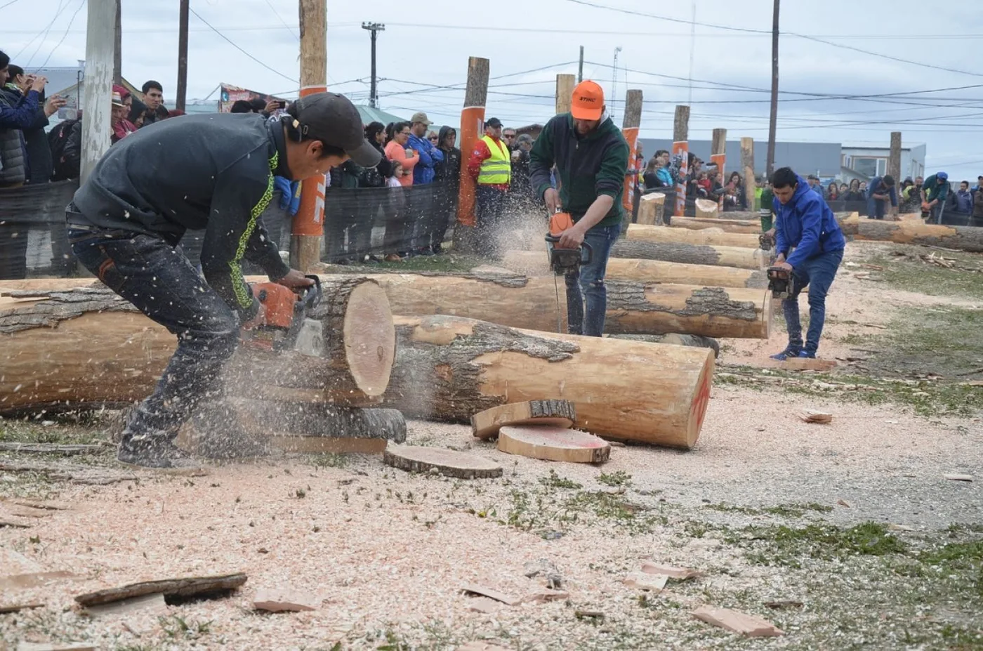 La competencia de sierras fue uno de los atractivos del domingo.