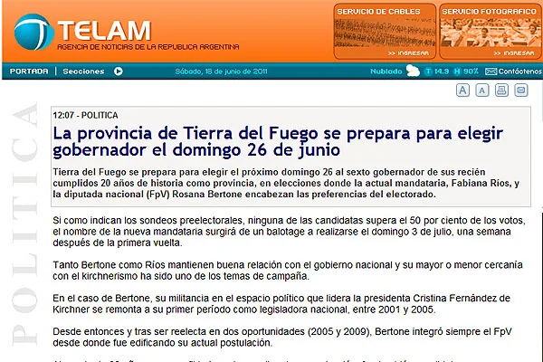 TELAM analizó la contienda electoral fueguina.