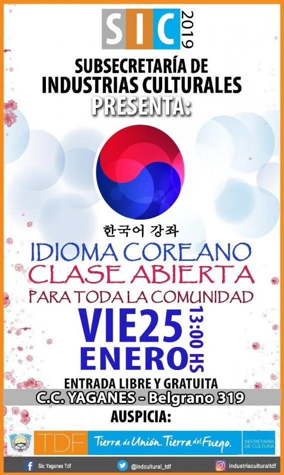 Clase abierta de idioma coreano en CC. Yaganes