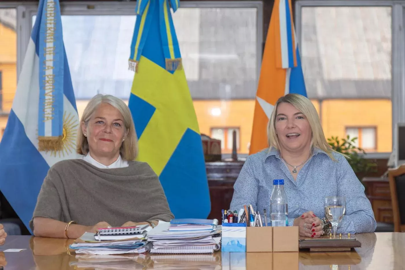 La gobernadora Rosana Bertone recibió este lunes a la embajadora de Suecia en Argentina Barbro Elm.