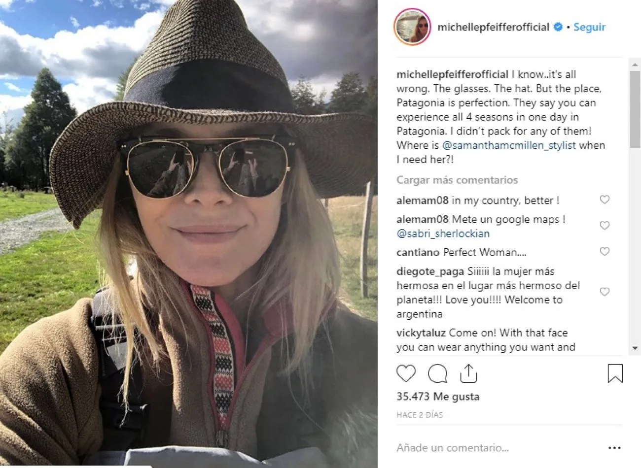 Michelle Pfeiffer se enamoró de la Patagonia