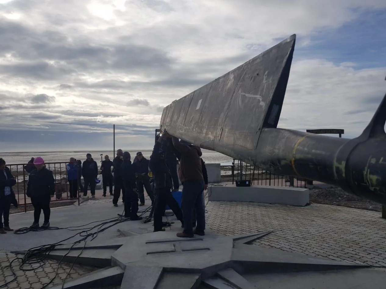 Hélice de un helicóptero “Chinook” que operó durante el conflicto de Malvinas