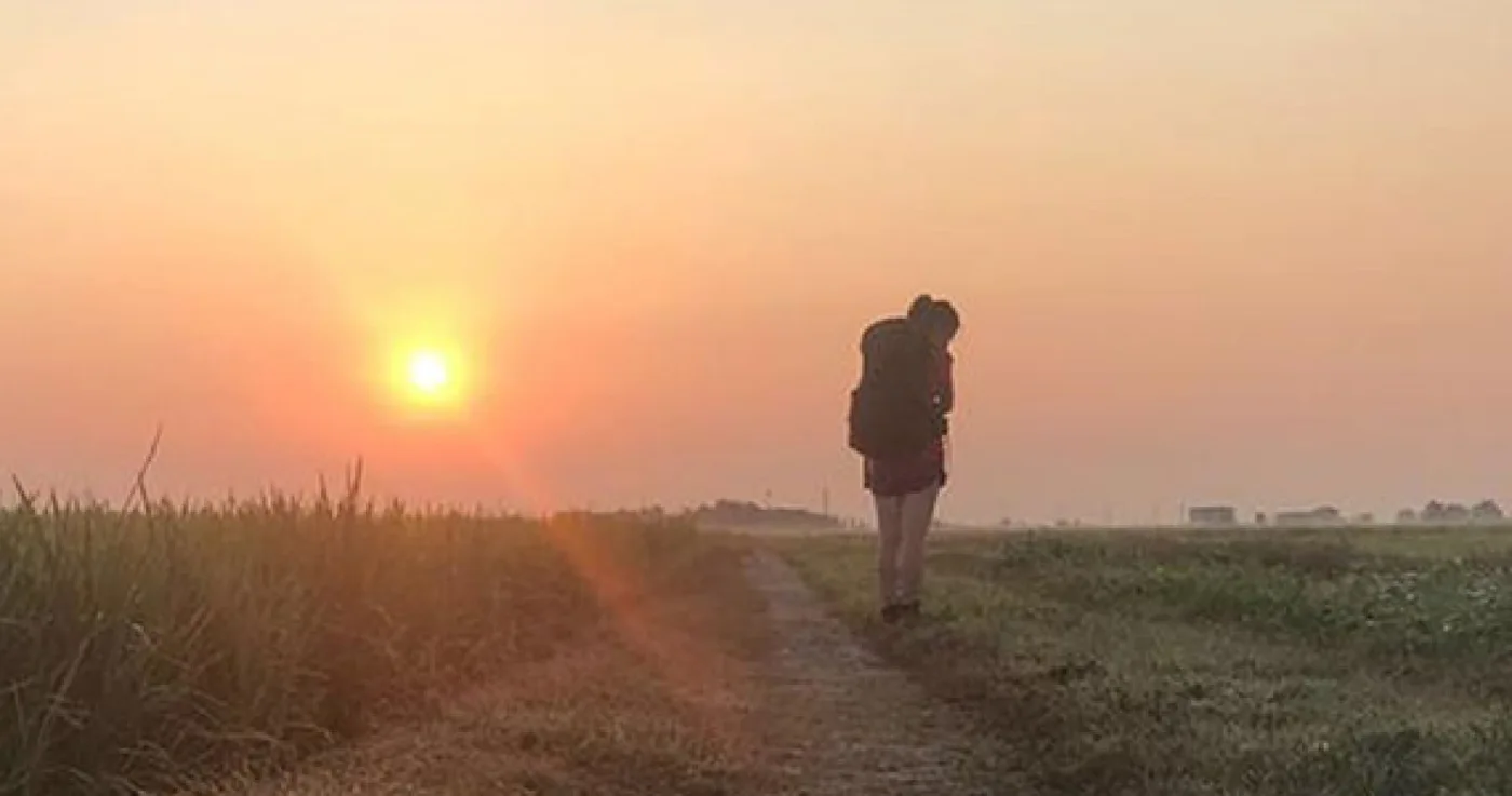 Magdalena Zurita, exbecaria de Rotary pro Paz, en la  Via Francigena