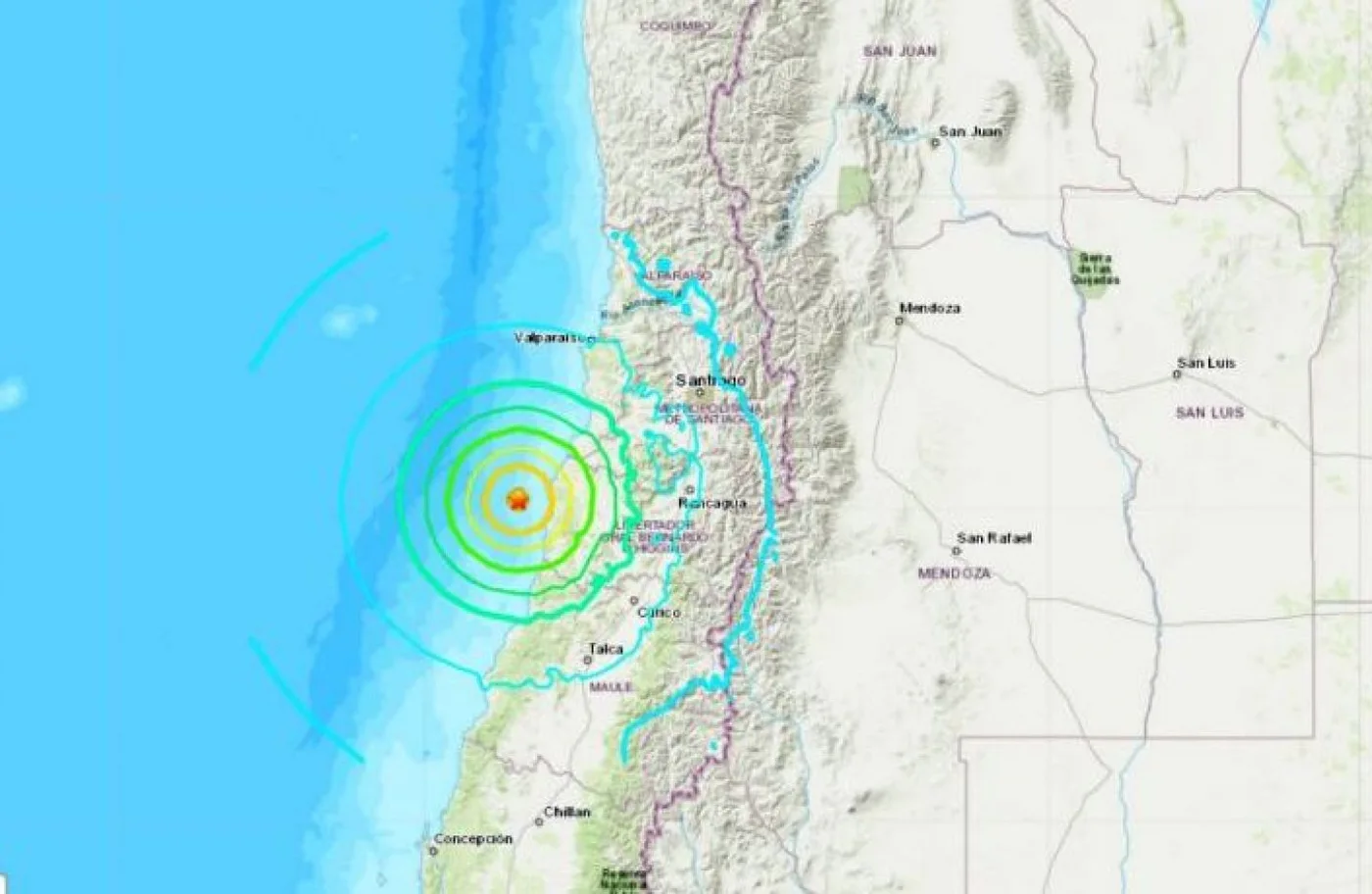 Fuerte sismo de 6,6 de magnitud sacudió el centro de Chile y Argentina