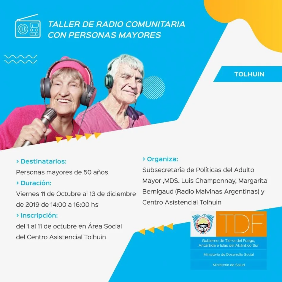 Se realizará taller de Radio Comunitaria para Adultos Mayores de Tolhuin