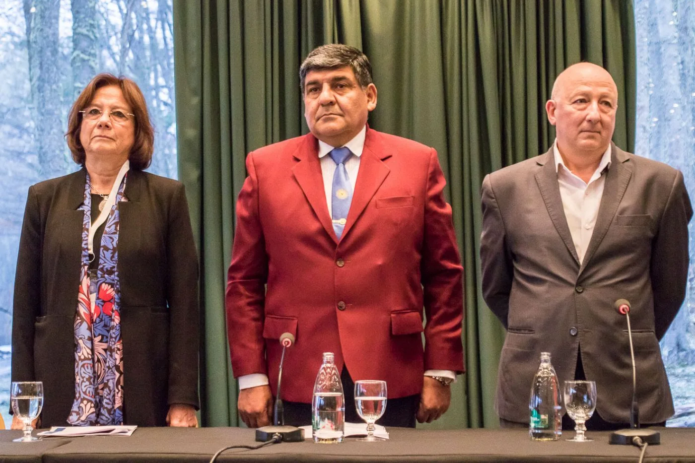 Juan Carlos Arcando, presidente del Poder Legislativo; María del Carmen Battaini, titular del Superior Tribunal de Justicia y José Labrocca