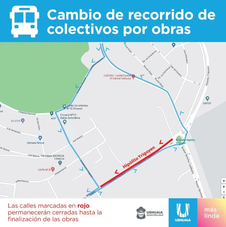 Cambios de recorrido del colectivos en Ushuaia