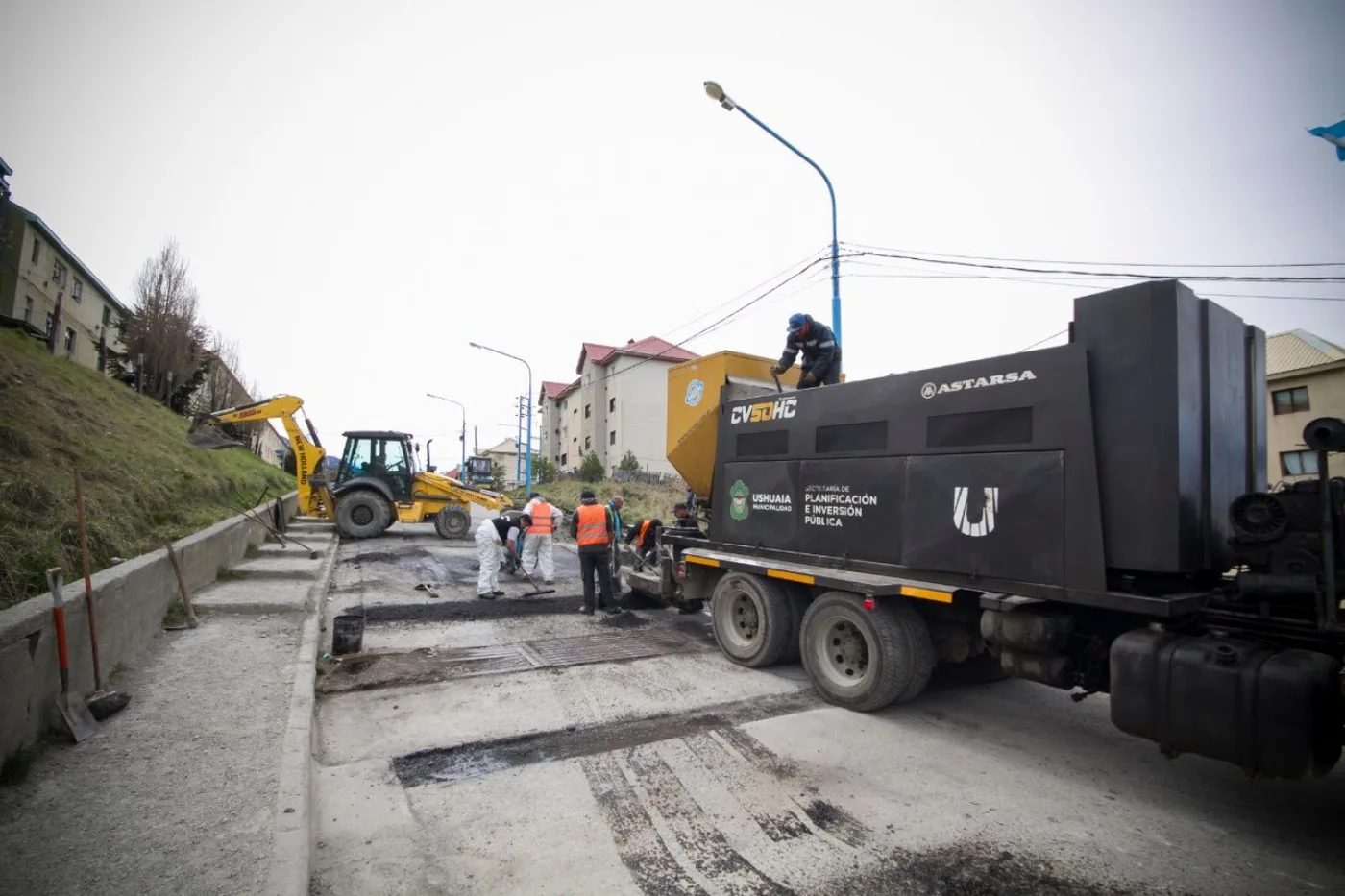 Bacheo de calles en la ciudad de Ushuaia