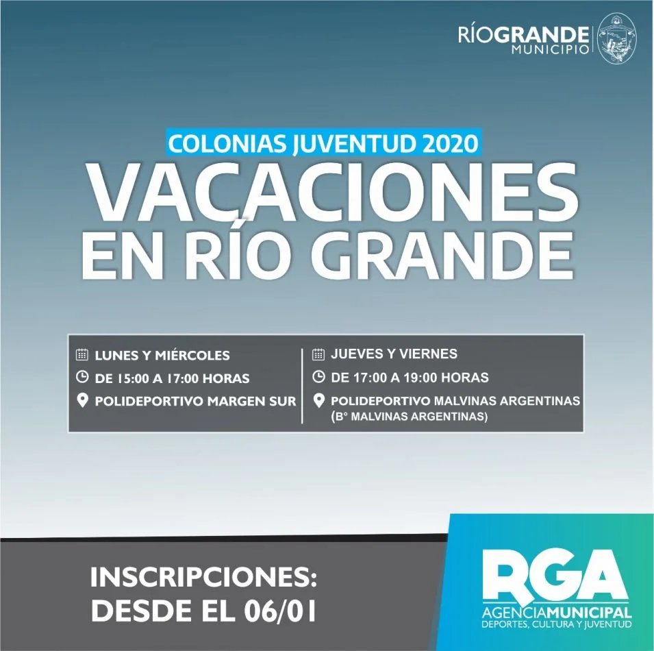 Abrieron las inscripciones para las Colonias de la Juventud en Río Grande