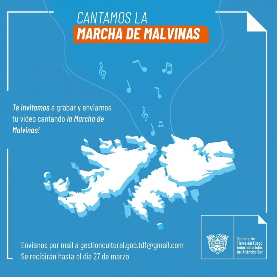 Se invita a la comunidad a grabar un video desde sus hogares cantando la Marcha de Malvinas.