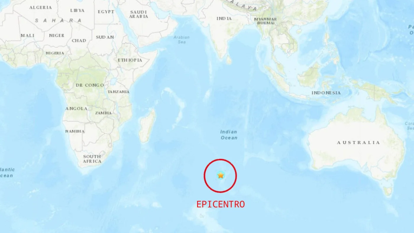Terremoto en el océano Indico.