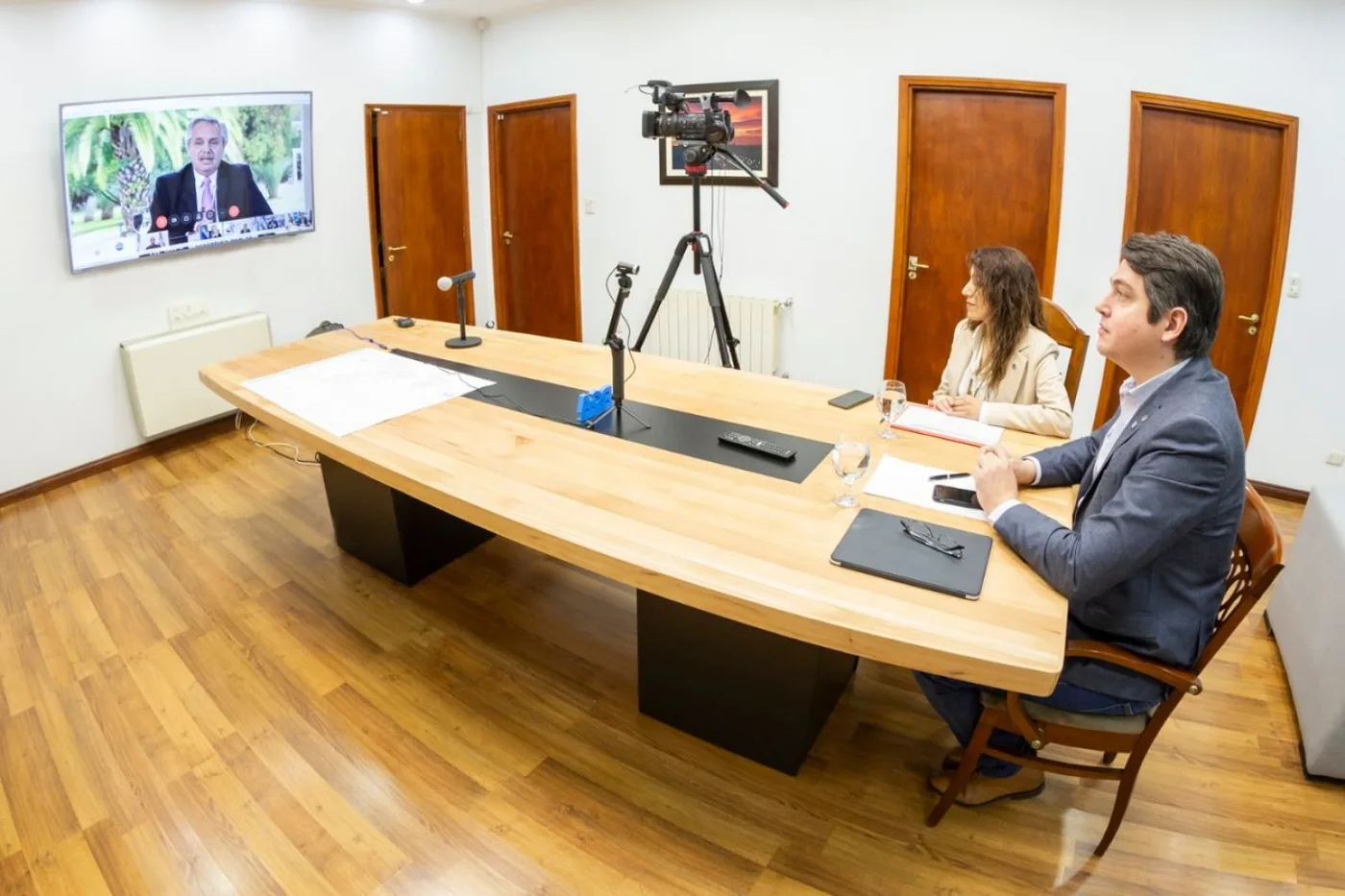 El Presidente Alberto Fernández presentó por videoconferencia el plan de obras para seis provincias del sur..