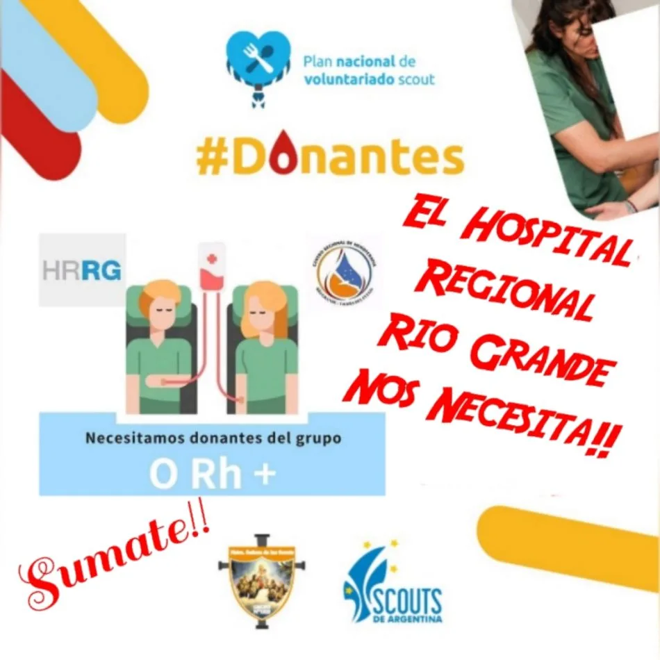 Desde la Arupación “Nuestra Señora de los Scouts”, piden colaborar la donación de sangre para el hospital de Río Grande.
