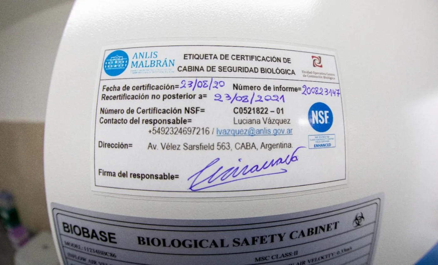 Certificación de la cabina de bioseguridad del Laboratorio Municipal.