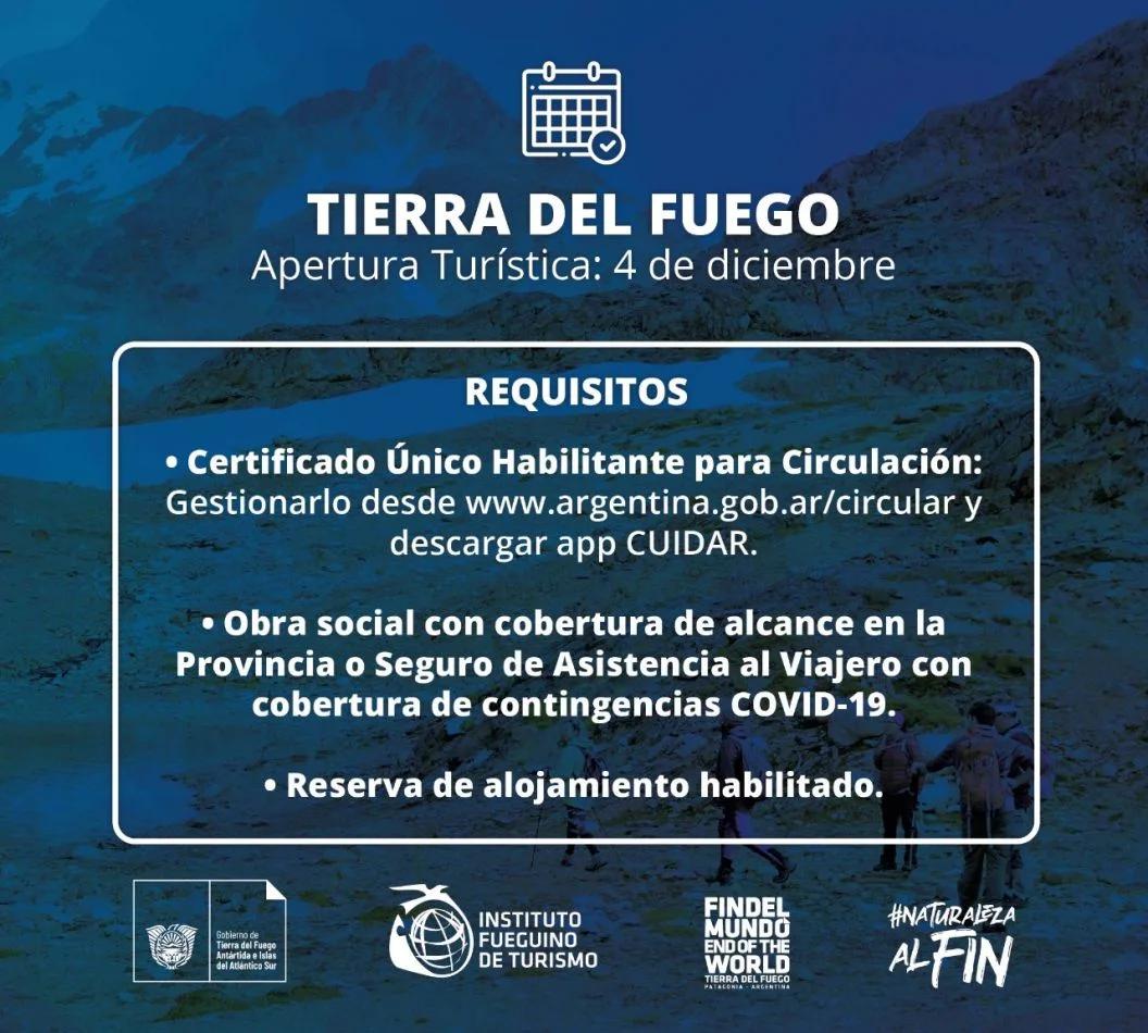 El 4 de diciembre será la apertura turística en Tierra del Fuego