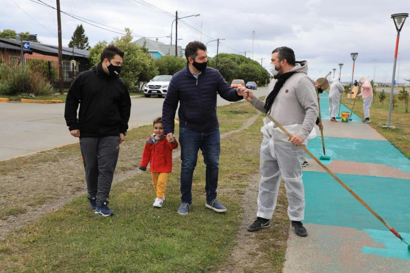 Martín Perez, recorriendo las distintas zonas donde se desarrolla los trabajos de embellecimiento.