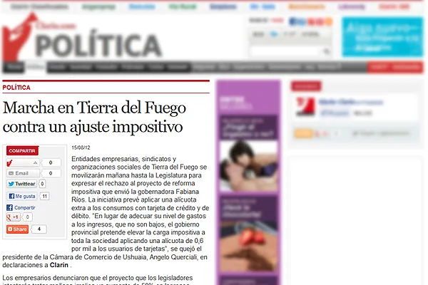 La nota fue publicada en la edición del miércoles del diario Clarín.