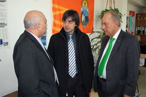 Paulino Rossi y Diego Boxer, durante la visita a la oficina de Margen Sur.