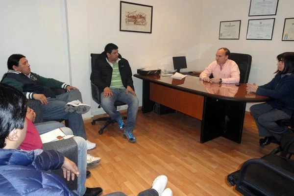 Autoridades del Sindicato de Camioneros, durante la reunión con Blanco y Martínez Allende.