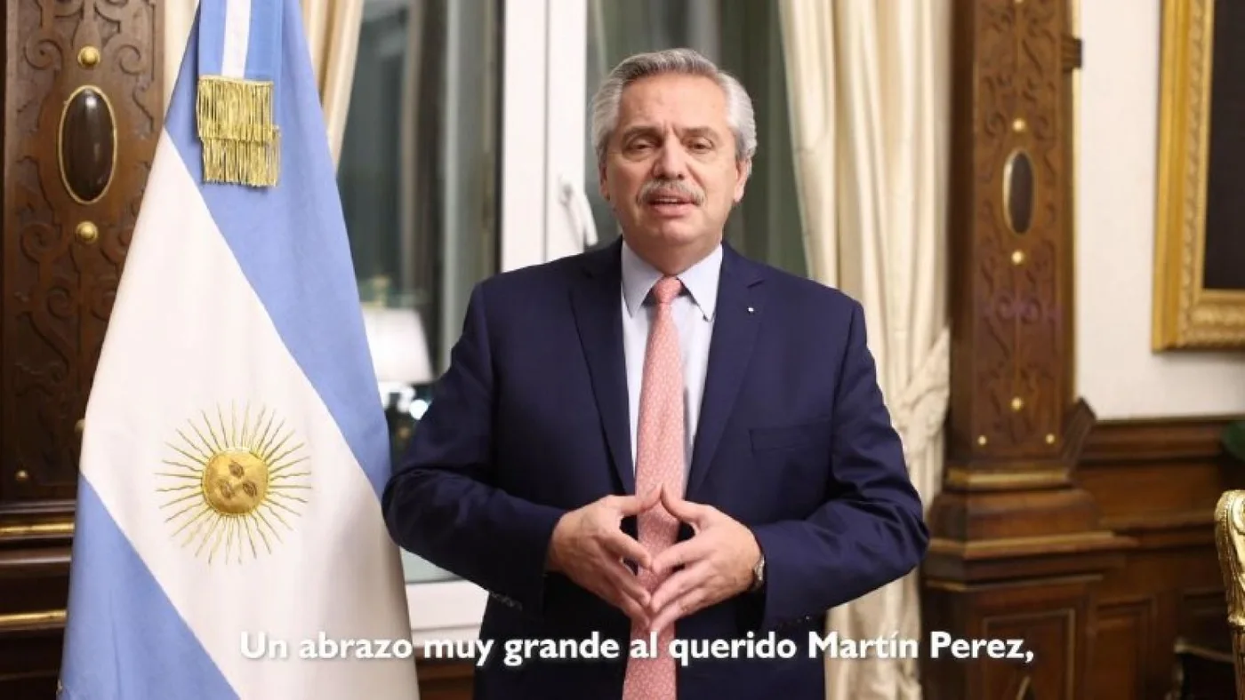 El presidente de la Nación, Alberto Fernández, dedicó un cálido saludo al intendente Martín Perez y a todos los habitantes de la ciudad. 