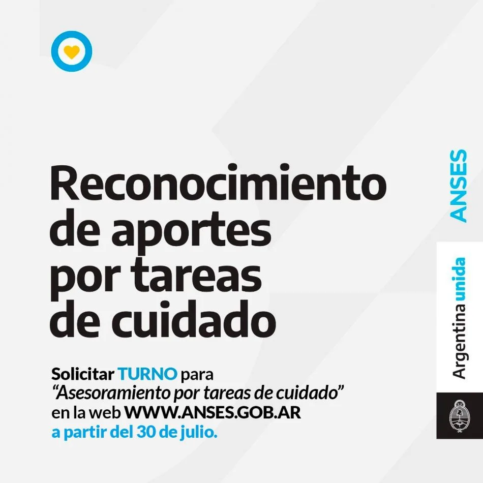 Desde este lunes se puede acceder a los turnos para asesoramiento por tareas de cuidado