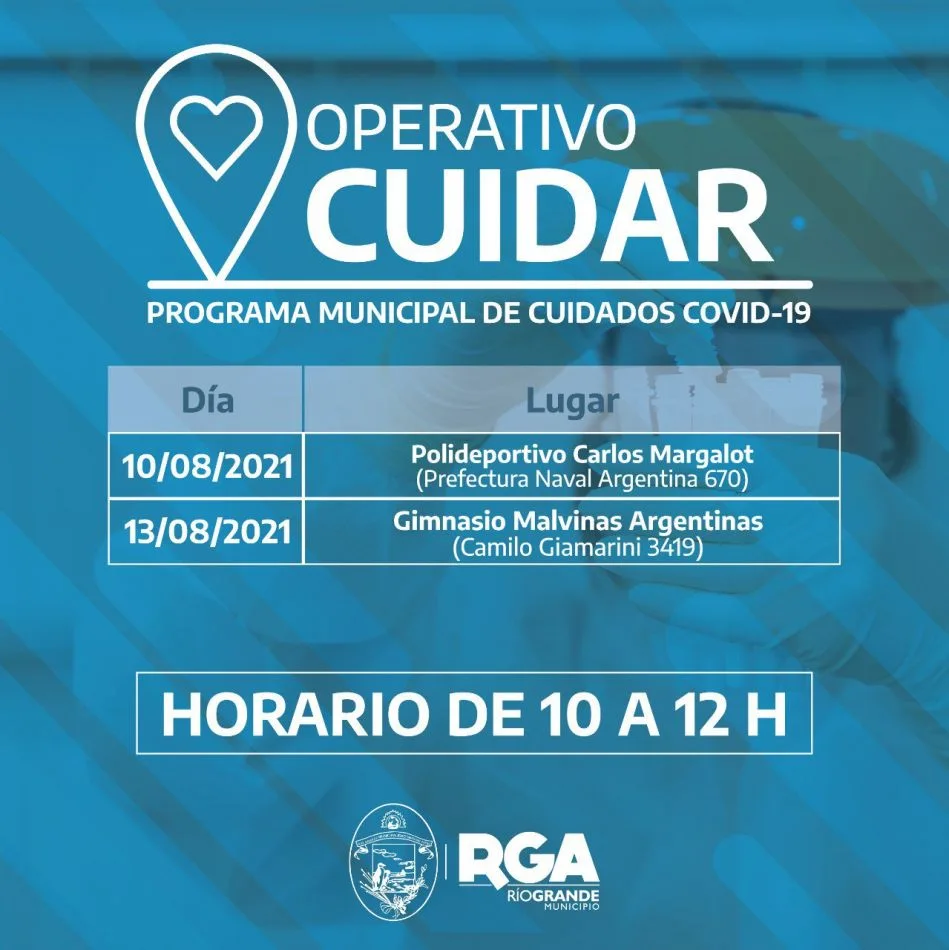 Cronograma de testeos voluntarios del Operativo Cuidar en Río Grande.