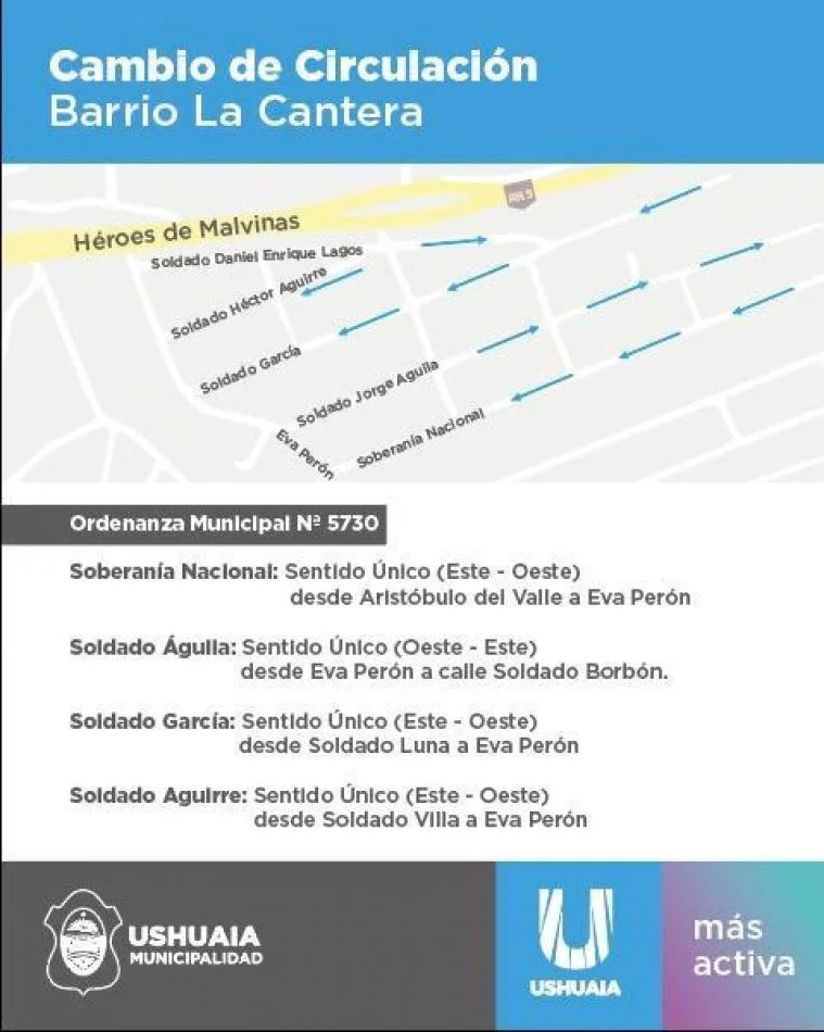 Cambiará el sentido de circulación de calles en el B° Cantera