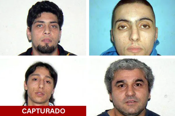 Imágenes de los rostros de los cuatro prófugos que se escaparon de la Unidad de Detención.