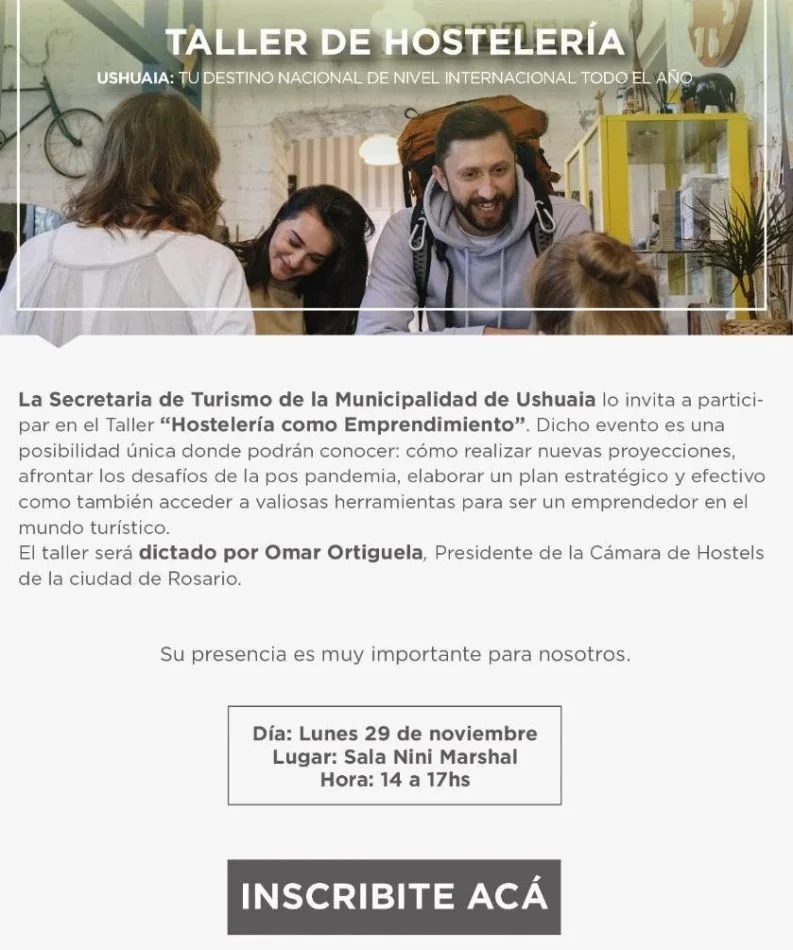 Se realizará taller de "Hostelería como Emprendimiento" en la Sala Niní Marshall