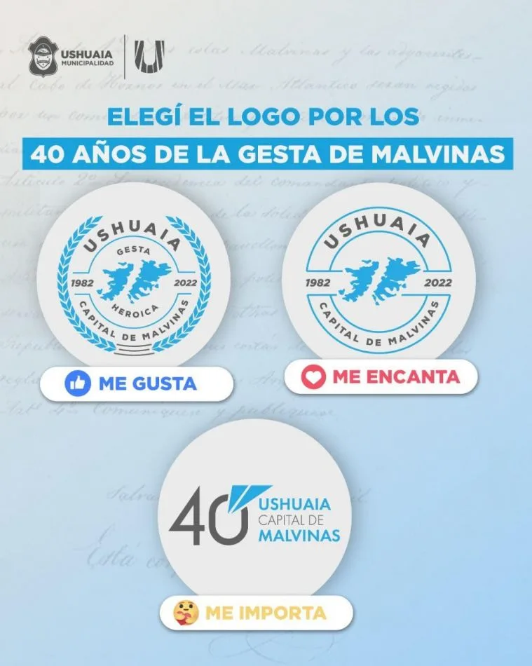 Municipio de Ushuaia invita a los vecinos a elegir el logo por los 40 años de la Gesta de Malvinas