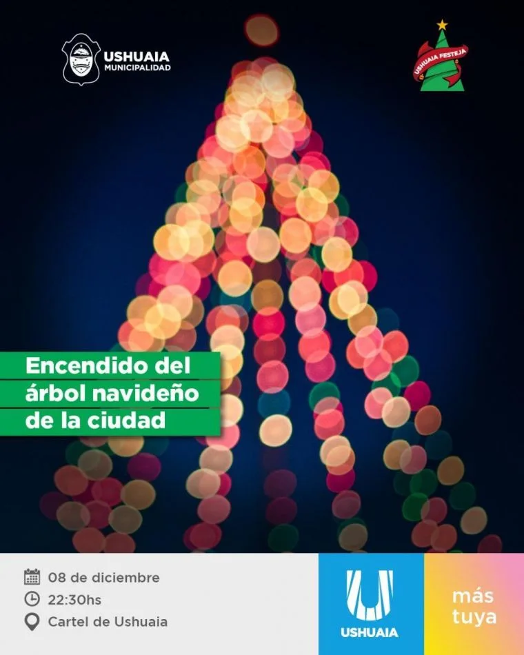 Municipio de Ushuaia invita al encendido del árbol de Navidad